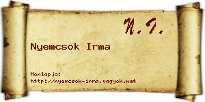Nyemcsok Irma névjegykártya